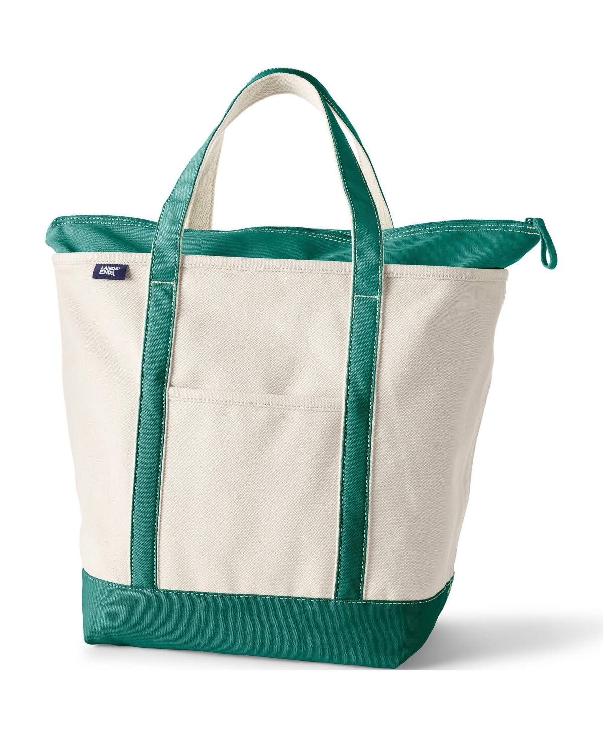 Large Natural 5 Pocket Zip Top Canvas Tote Bag - Natural/rich camel