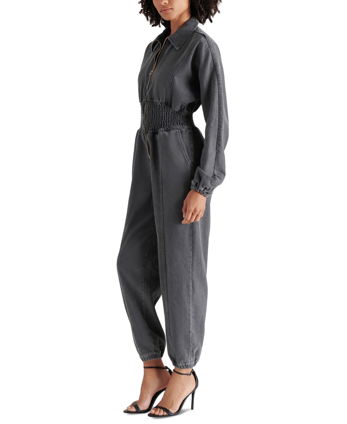 Steve Madden Women's Coya Smock-Waist Denim Jumpsuit