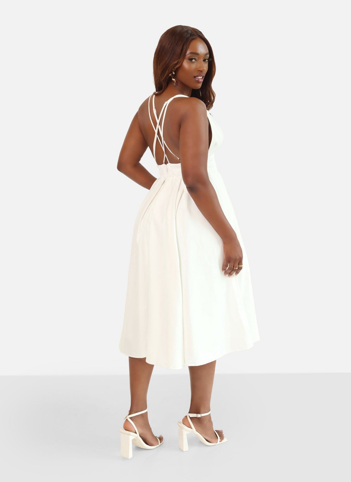 Rebdolls Plus Size Iris Criss Cross Back Midi Skater Dress