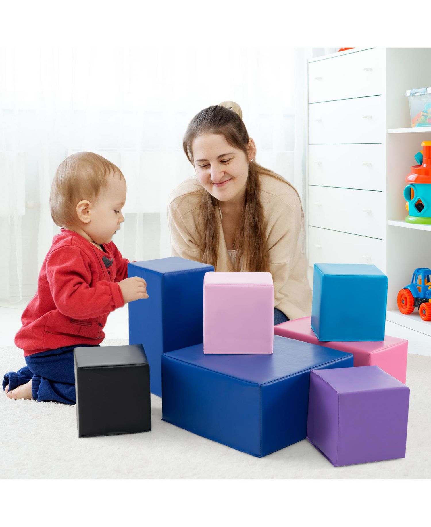 Kids 7-Piece Foam Building Blocks Kids-Colorful