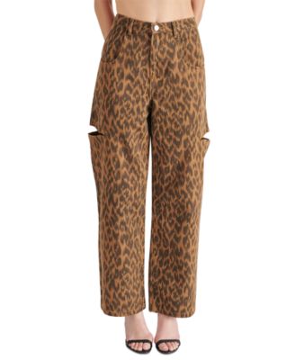 Steve Madden - Women's Maise Leopard-Print Barrel-Cut Pants