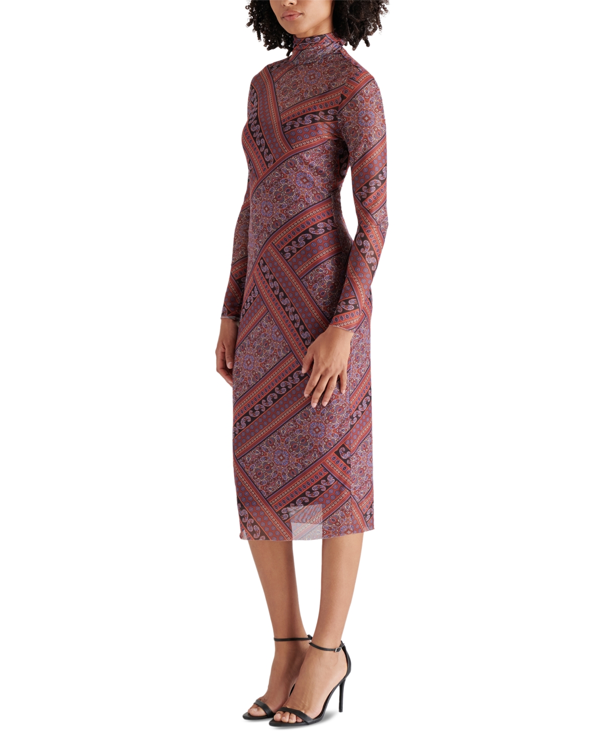 Steve Madden Women's Vivienne Paisley Turtleneck Midi Dress