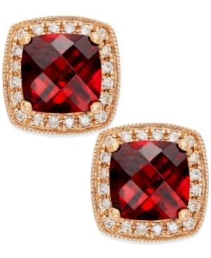 image of Garnet (2-1/4 ct. t.w.) and Diamond Accent Stud Earrings in 14k Rose Gold