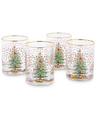 Spode Christmas Tree Polka Dot Double Old-Fashioned Glasses, Set of 4 - Macy's