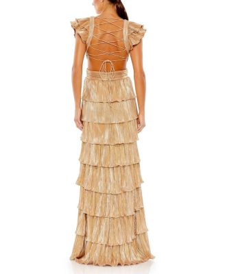 Women's Ieena Ruffle Tiered Criss Cross Lace Up Gown