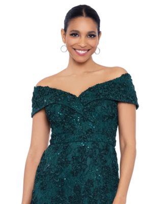 Petite Off-The-Shoulder Lace Gown