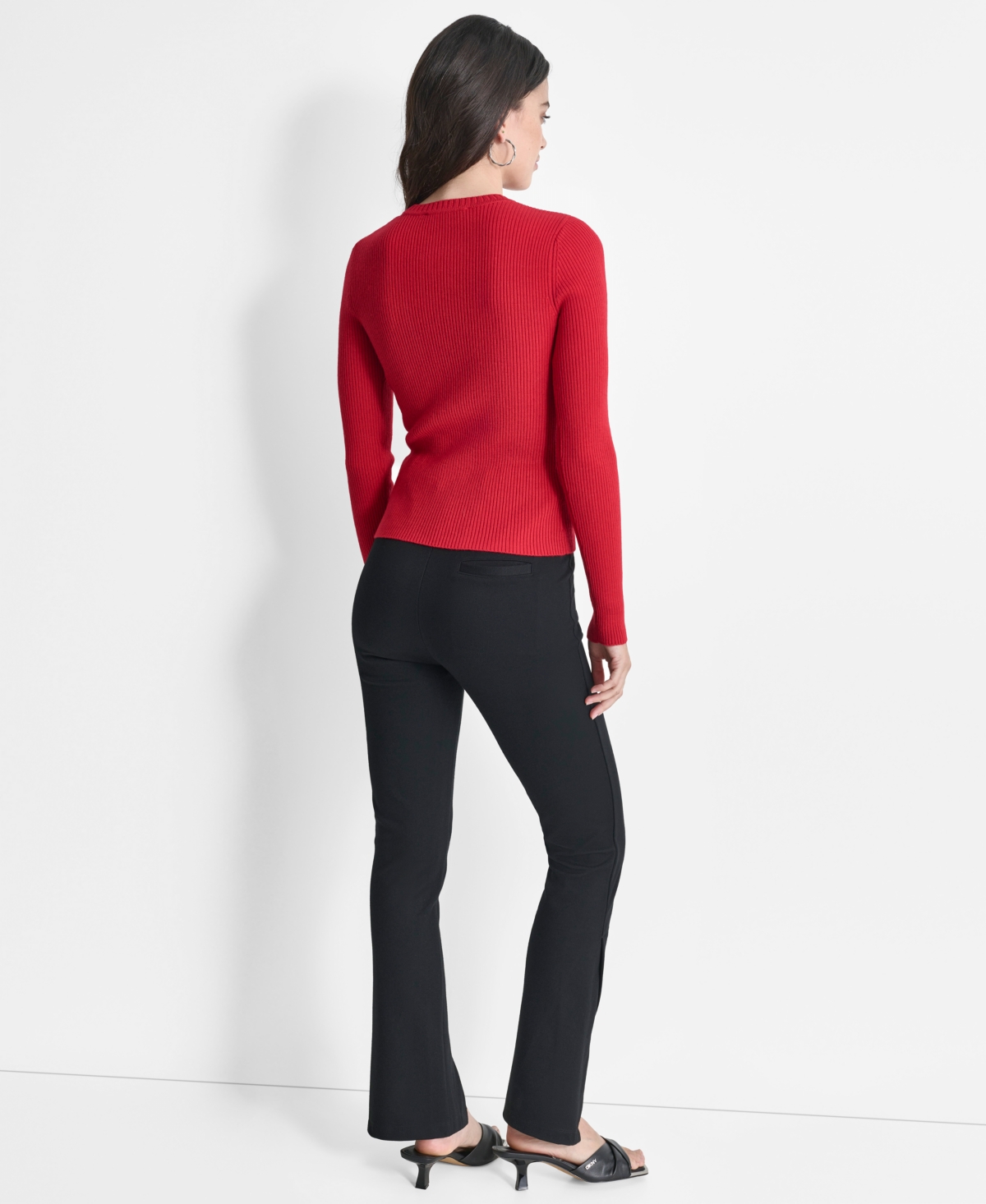 Dkny Women's Ribbed Asymmetrical-Zip Sweater