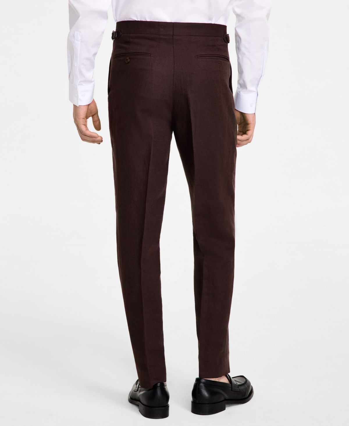 Shop Calvin Klein Men's Slim-fit Linen-blend Dress Pants In Brown