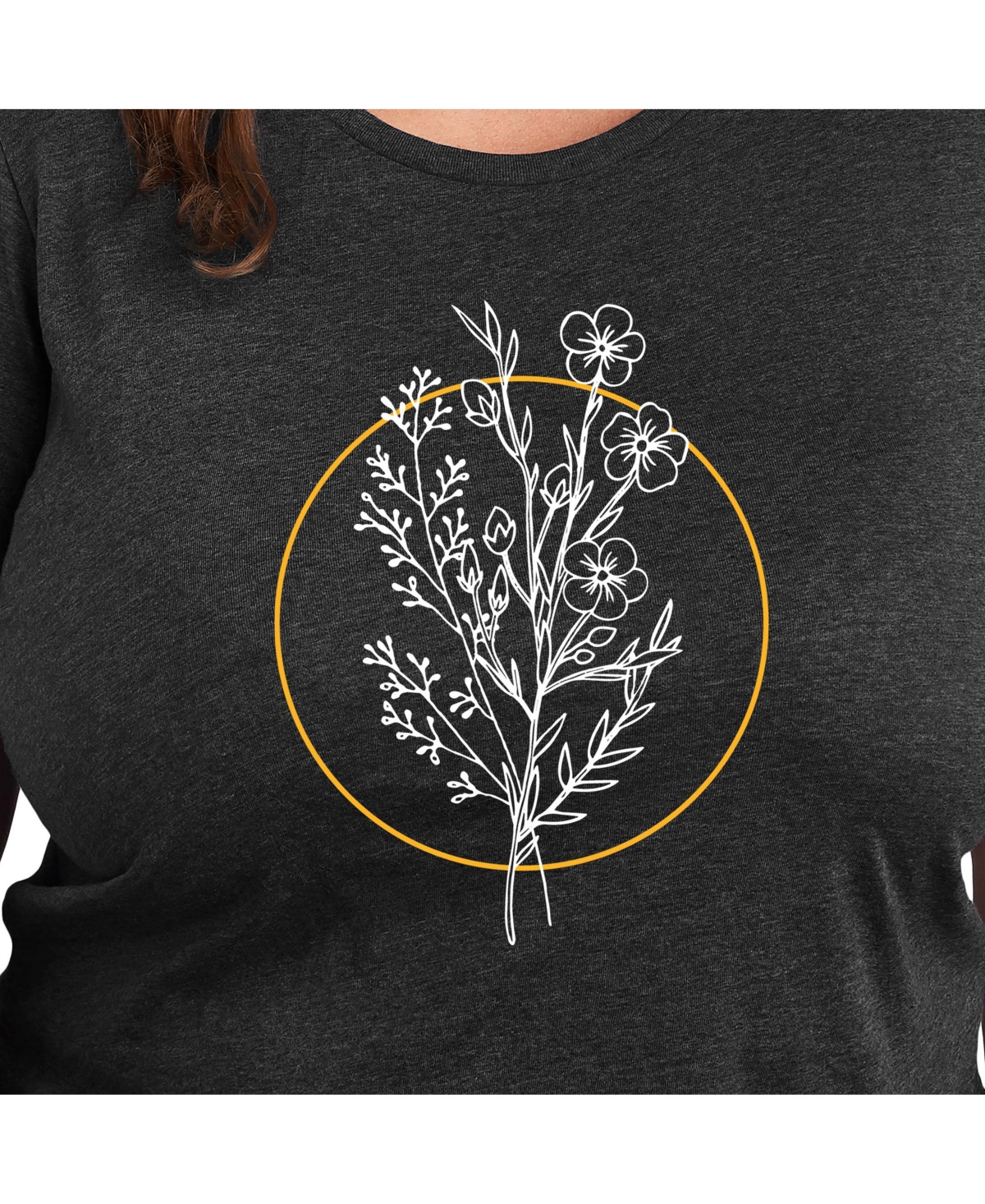 Hybrid Apparel Floral Tee Plus Size Graphic Tee In Grey