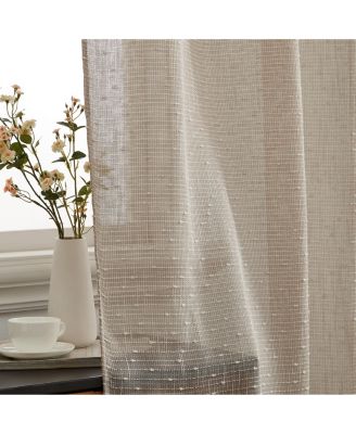Emily Faux Linen Semi Sheer Light Filtering Transparent Grommet Lightweight Window Curtains Drapery Panels, 2 Panels