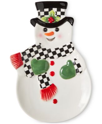 Spode - Christmas Tree Black & White Snowman Dish