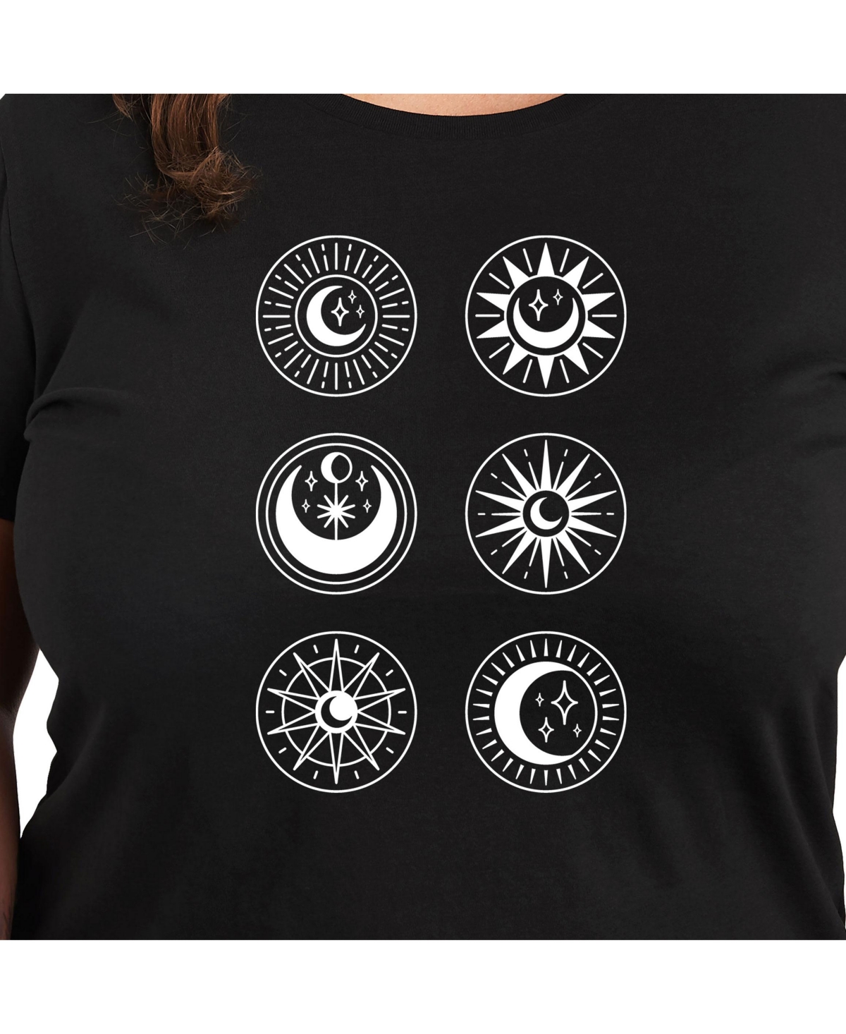 Hybrid Apparel Sun Moon Grid Plus Size Graphic Tee In Black