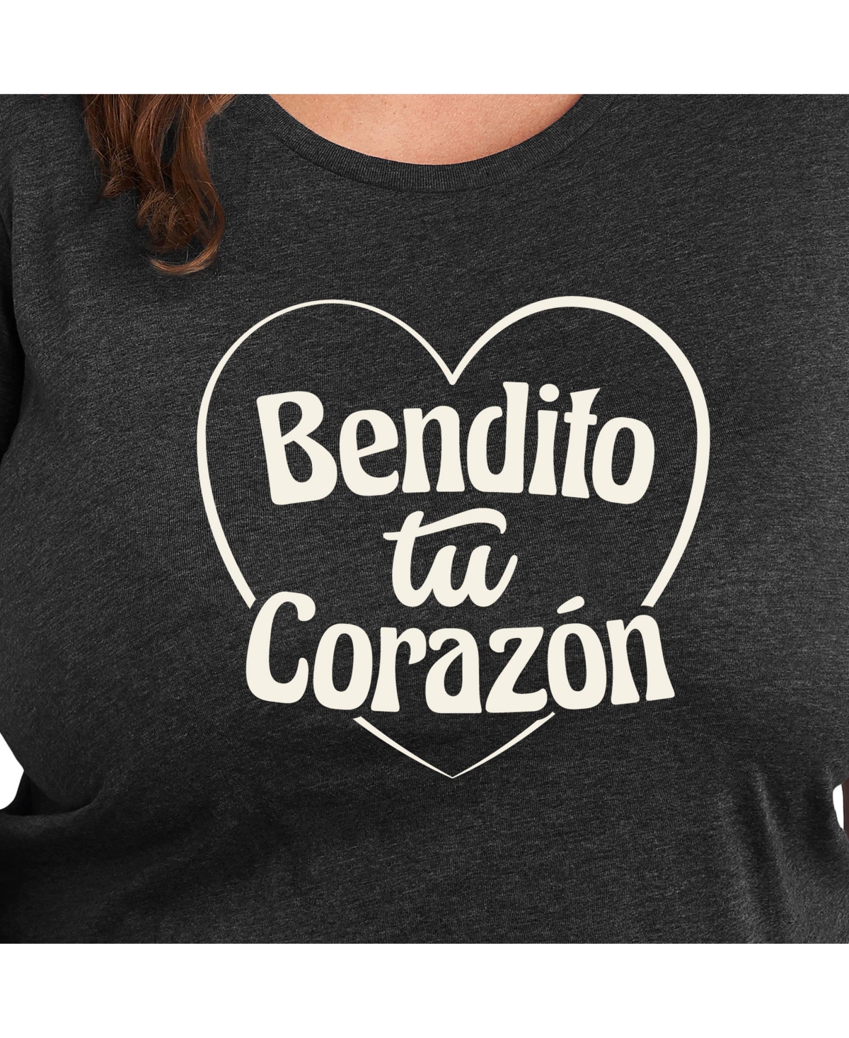 Hybrid Apparel Bendito Tu Corazon Plus Size Graphic Tee In Grey