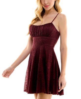 Juniors' Adjustable Lace Mini Dress