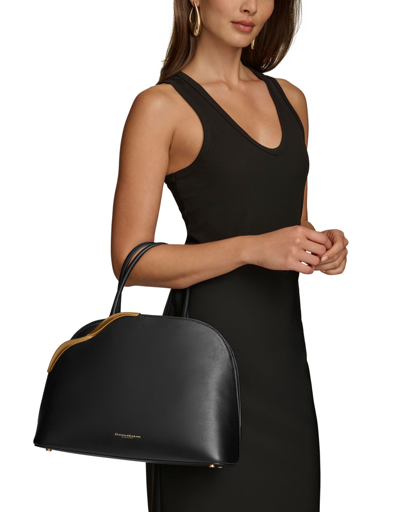 Женская сумка Donna Karan New York Malverne Double Top Handle Leather Large Satchel, цвет: Облачный — фото 7