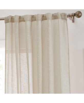 Emily Faux Linen Semi Sheer Transparent Rod Pocket Back Tab Lightweight Window Curtains Wide Panels, Pair