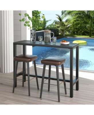 48 Inch Outdoor Bar Table with Waterproof Top and Heavy-duty Metal Frame