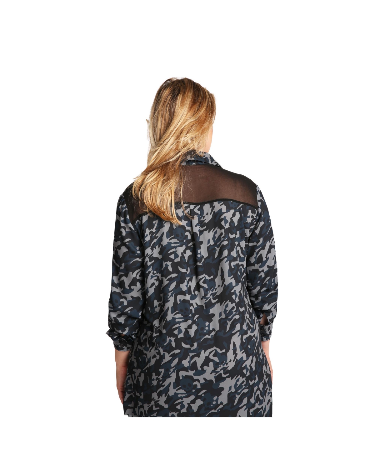 Standards & Practices Plus Size Woven Chiffon Camo Shirt Dress
