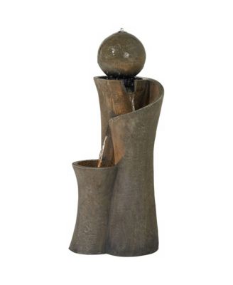 Sphere Curve 39 1/2" High Large Modern Zen Indoor Outdoor Decor Faux Stone Floor Fountain with Light LED