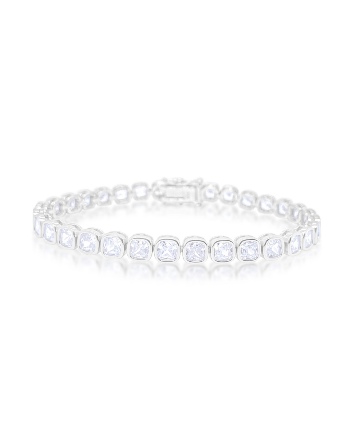 White Gold Tone Bezel Set Cz Tennis Bracelet - White