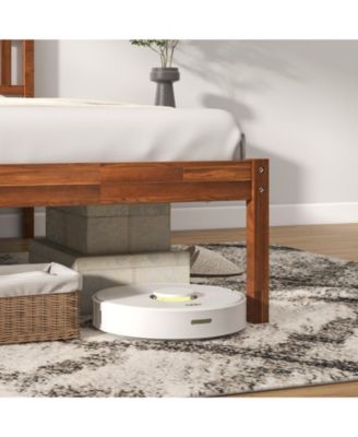 Twin Size Wood Bed Frame with Headboard and Slat Support