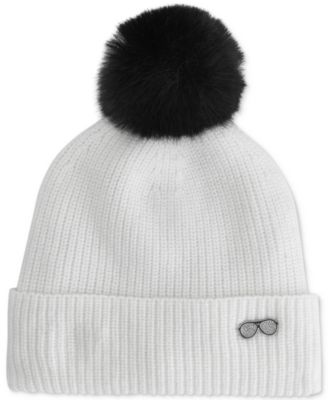 KARL LAGERFELD PARIS - Women's Sunglasses Pin Faux-Fur Pom Beanie