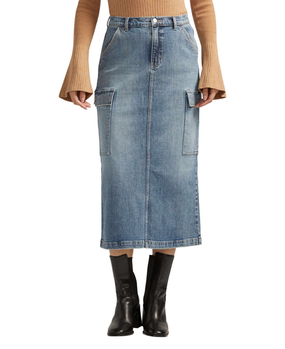 Shop Silver Jeans Co. Women's Cargo High Rise Jean Skirt In Indigo