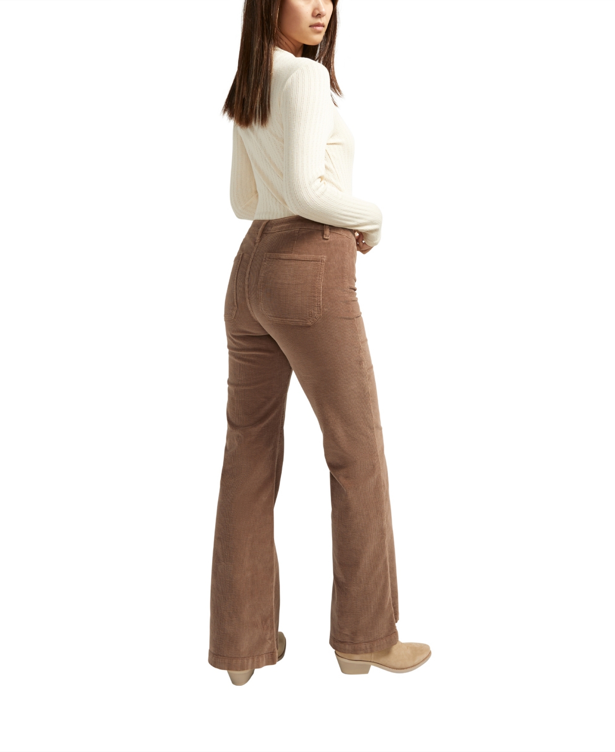 Shop Silver Jeans Co. Women's Isbister High Rise Flare Leg Corduroy Pant In Mink Beige
