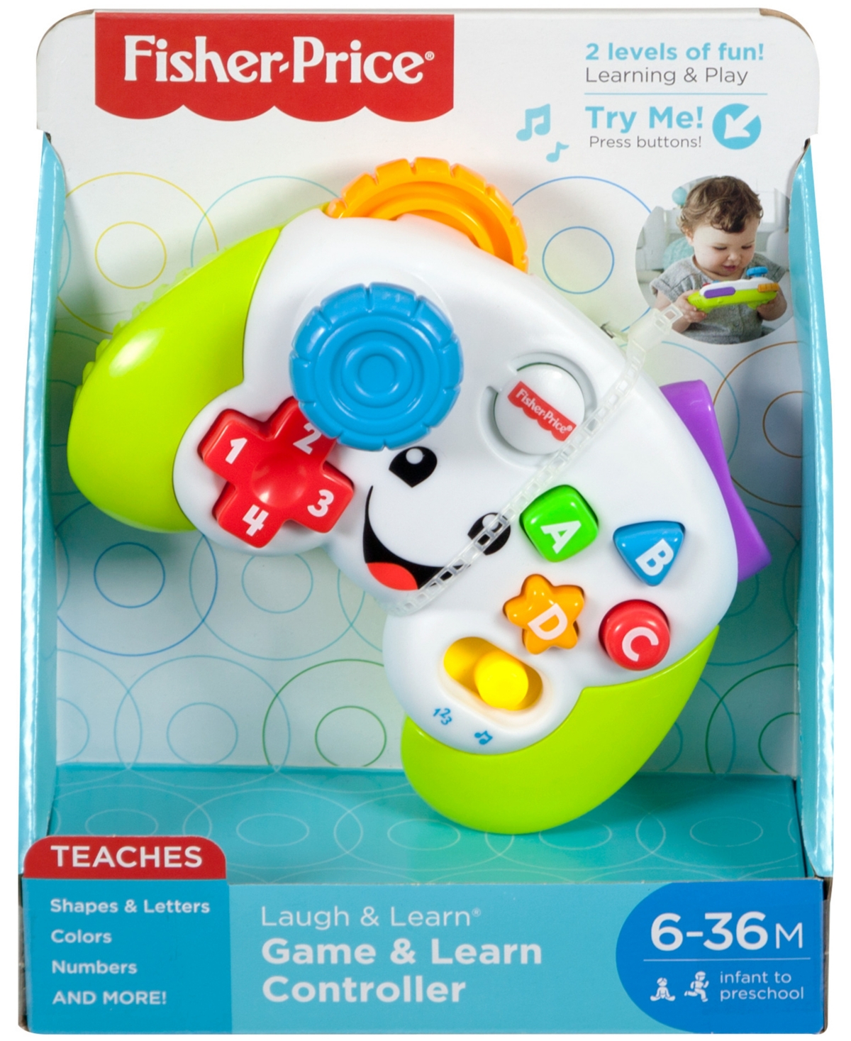 Fisher Price Fisher-price Laugh Learn Game Learn Controller Musical Baby Toy With Lights, Green In Multi-color