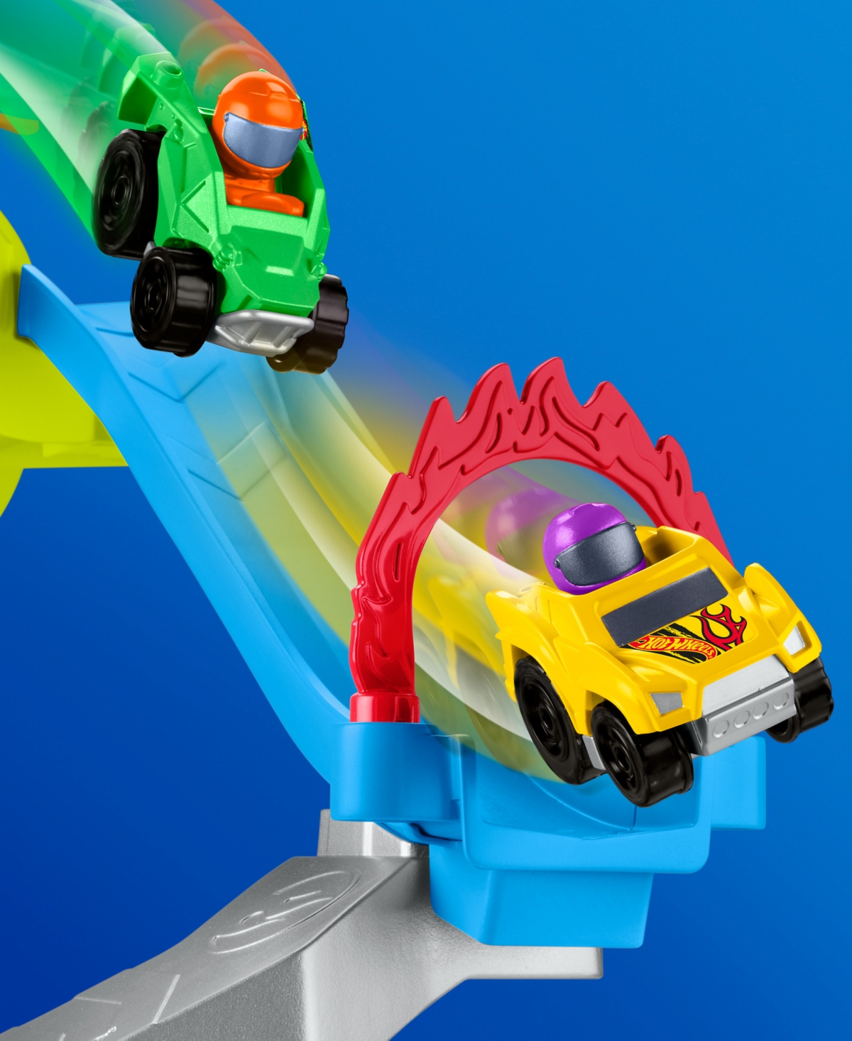 Little People Hot Wheels Spiral Stunt Speedway Playset With 2 Cars & Accessories In Multi-color
