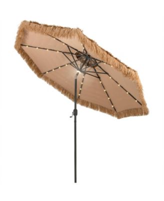 10 Feet Hawaiian Style Solar Lighted Thatched Tiki Patio Umbrella