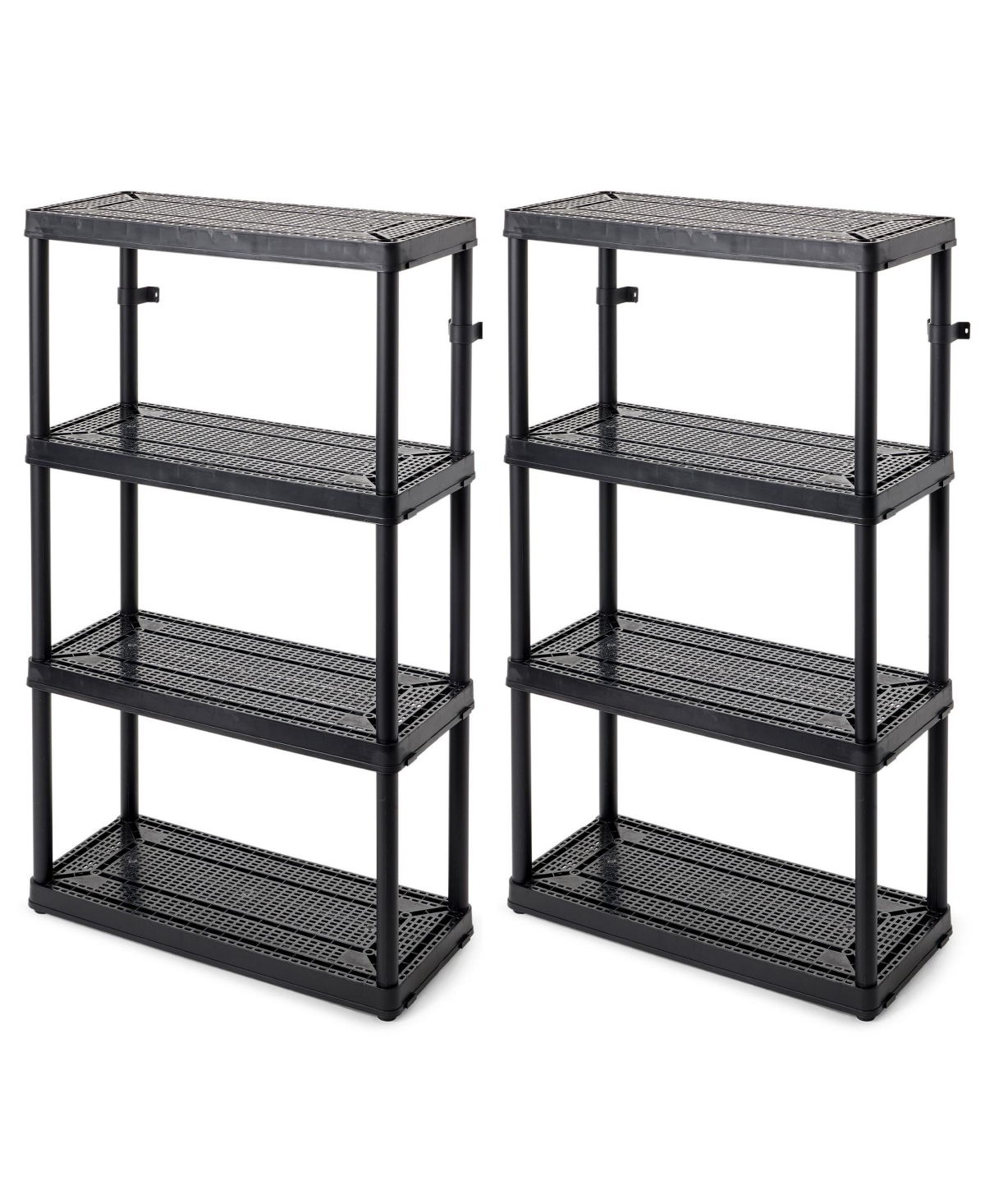 Gracious Living 4 Shelf Fixed Height Medium Duty Storage Unit,(2 Pack) - Black