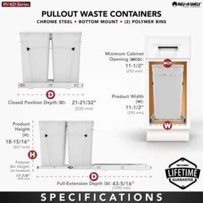 Double Pullout Trash Can 35 qt. for Kitchen, RV-18KD-2218C-S