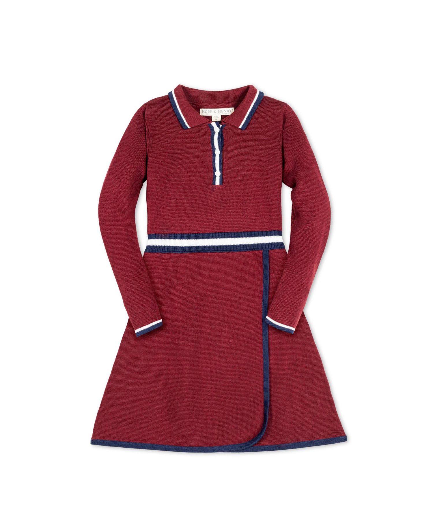Baby Girls Hope and Henry Organic Long Sleeve Collared Henley Sweater Dress