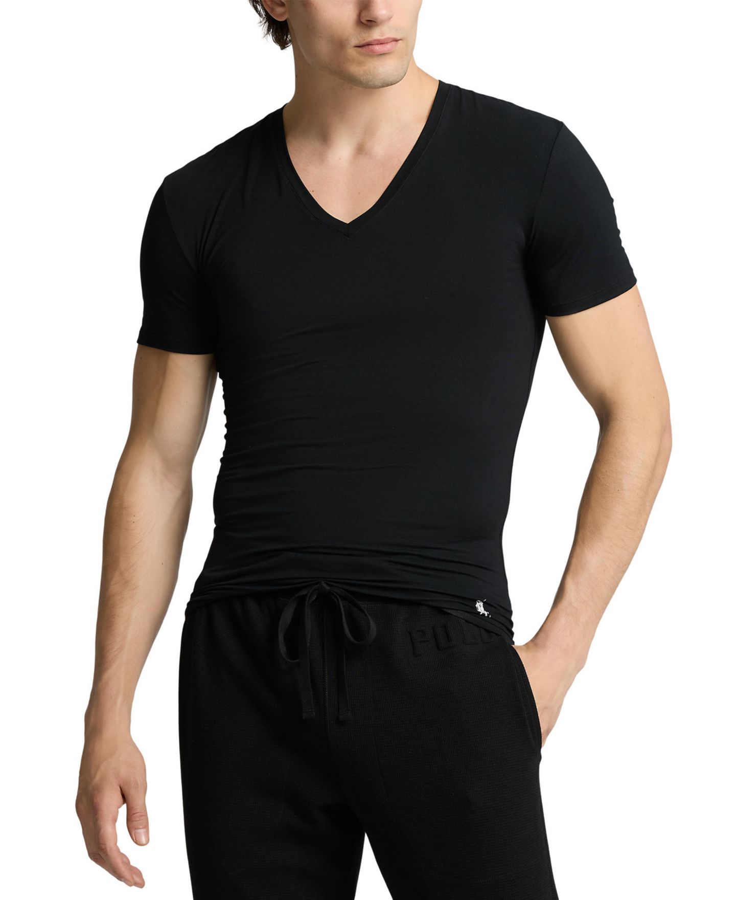 Мужские футболки Polo Ralph Lauren 2-Pack Perfect Flex V-Neck T-Shirts, цвет: Чёрный — фото 2