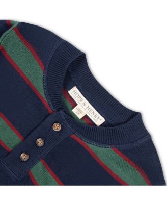 Baby Boys Long Sleeve Henley Pullover Sweater with Elbow Patches