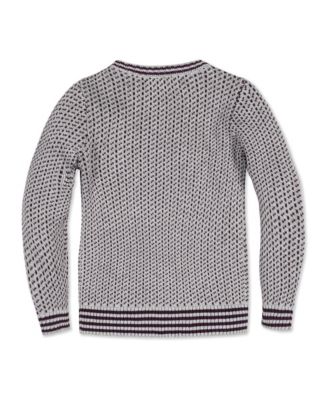 Baby Boys Long Sleeve Intarsia Crew Neck Sweater with Buttons