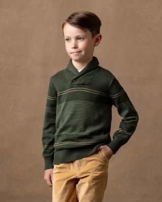 Baby Boys Organic Long Sleeve Striped Shawl Collar Sweater