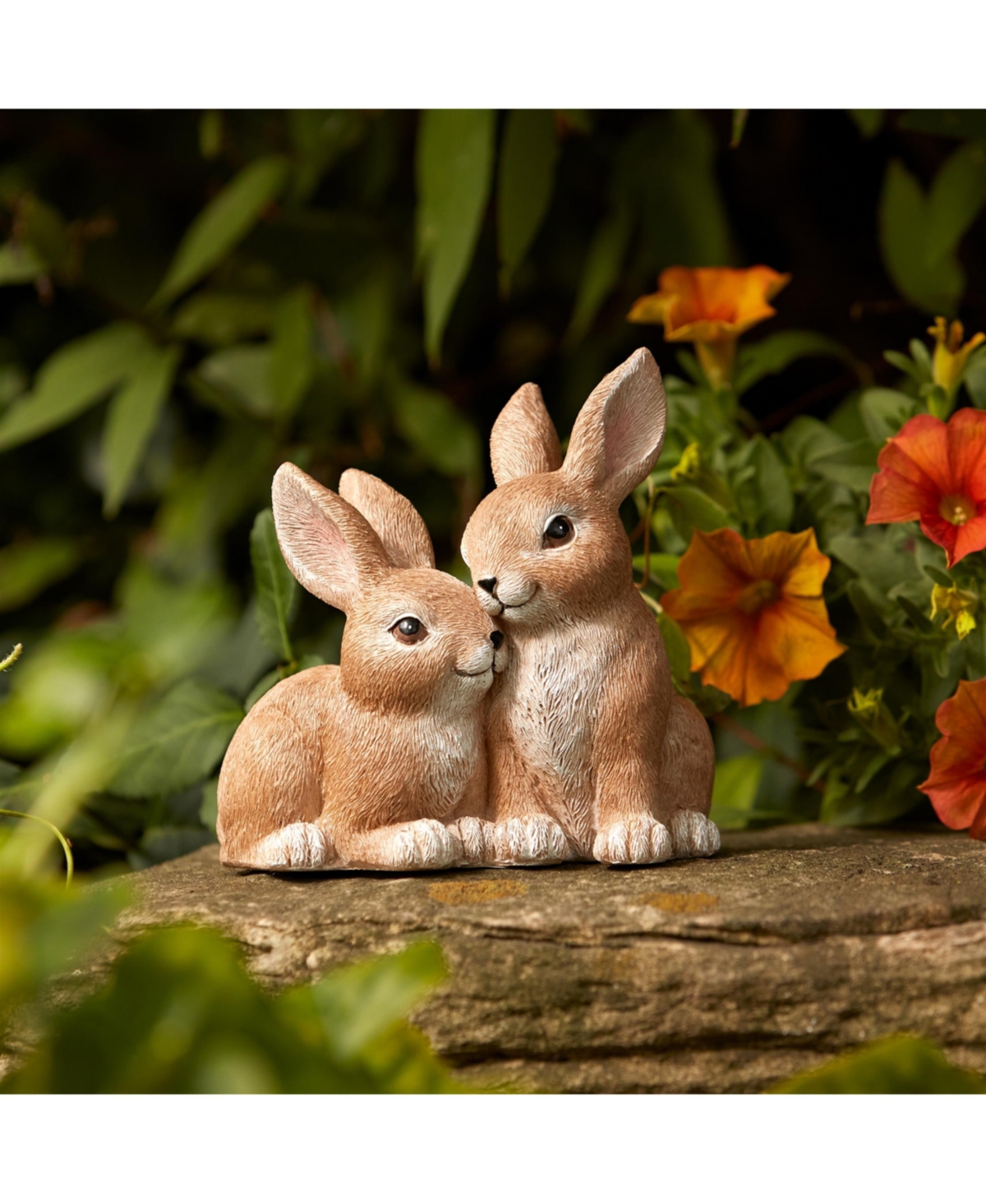 Double Bunny Set of 2 Adorable Decorative Accents for Home and Garden