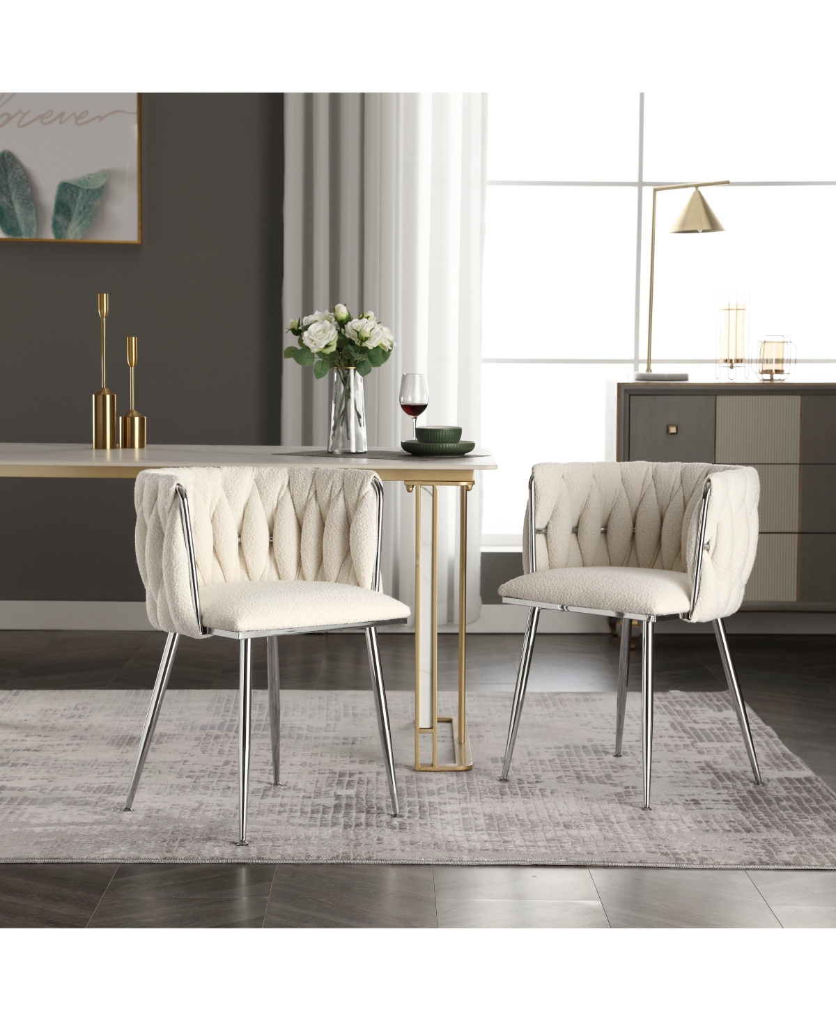 Mondawe Orangeleisure Dining Chairs Accent Chair Velvet Accent Lounge Chair With Metal Feet 2Pc/Set