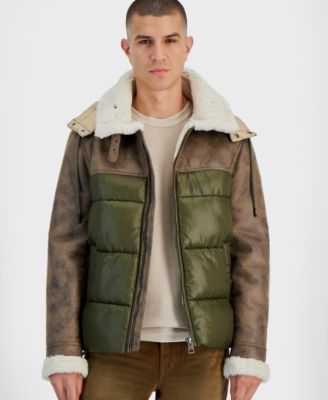 Guess store Mens Wool Down Puffer Jacket.