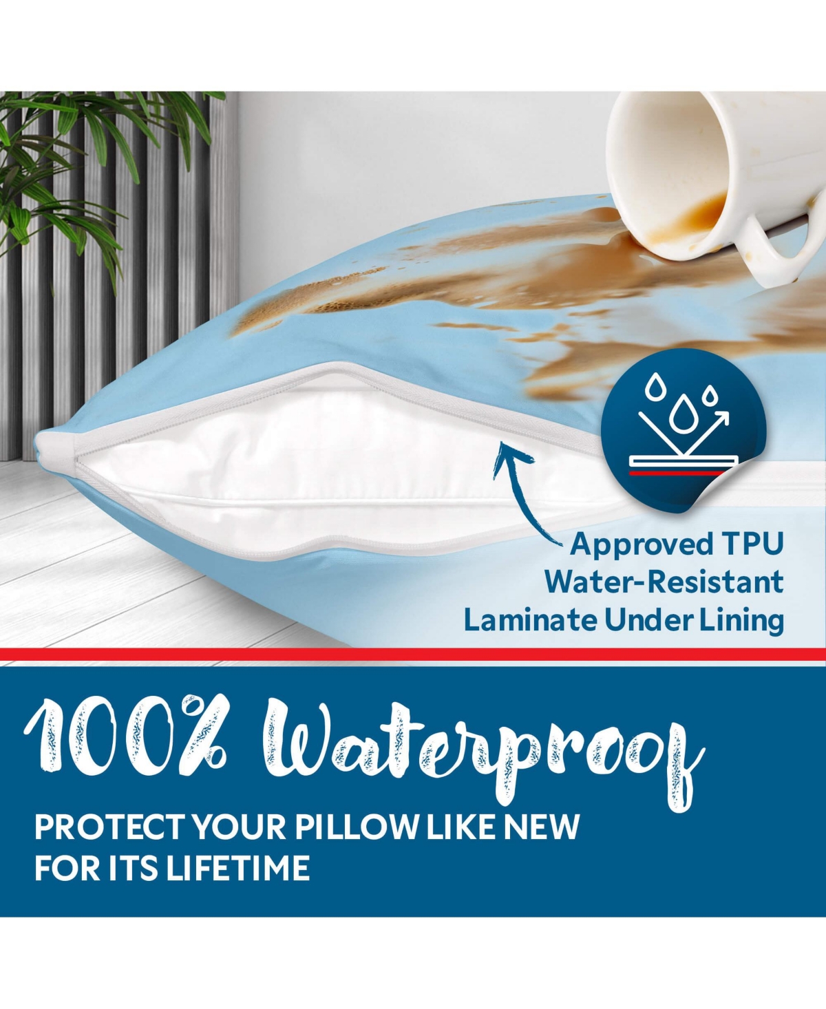 Guardmax Size Waterproof Pillow Protector with Zipper (4 Pack)