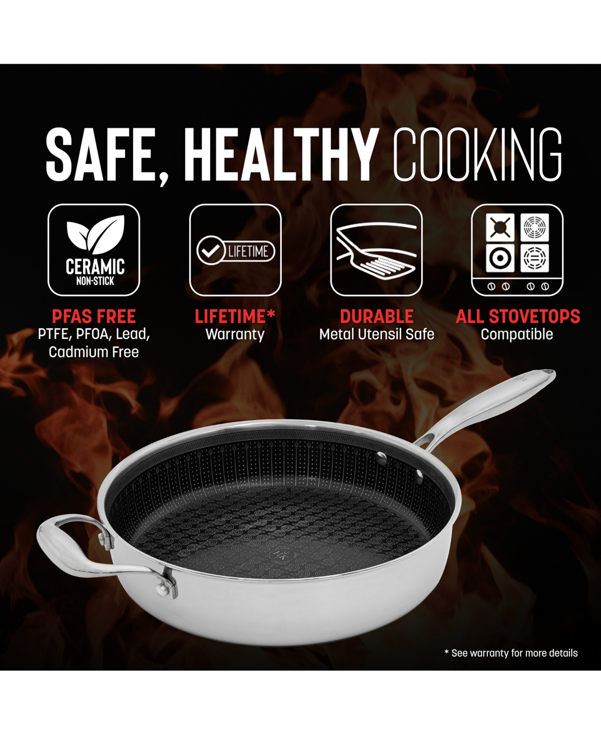 HELL'S KITCHEN CERAMIC HYBRID 4-QT SAUTE PAN & LID 