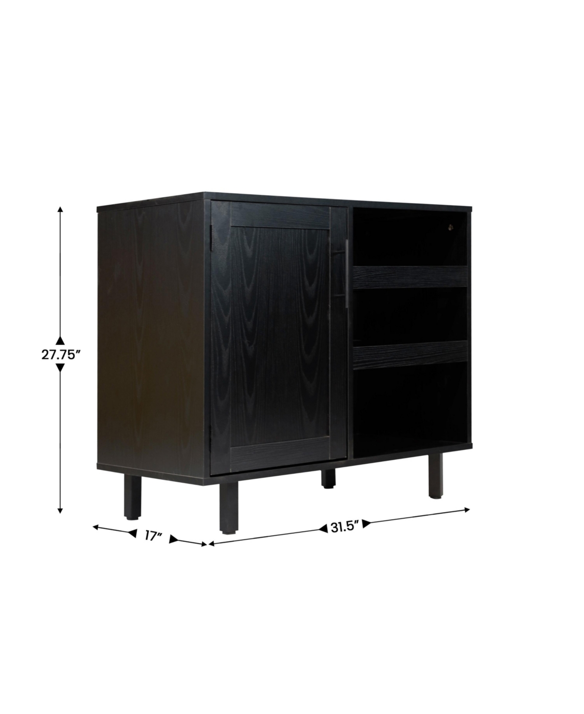 Aloise Bar And Sideboard With Storage Cabinet, Hanging Stemware Holders And Bottle Storage