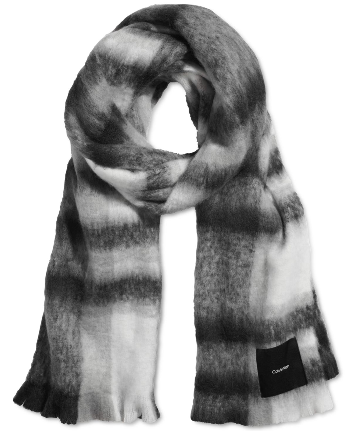 Women's Oversized Plaid Blanket Scarf - Black