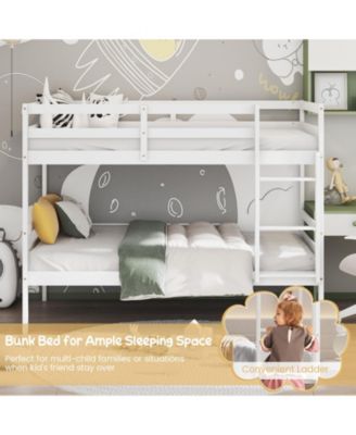 Twin Size Sturdy Wooden Bunk Beds with Ladder and Safety Rail