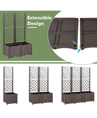 PE Rattan Raised Garden Bed with Trellis Planter Box for Climbing Plants