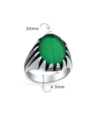 Biker Jewelry Animal Claw Set Large Oval Cabochon Signet Statement Western Ring Oxidized Silver