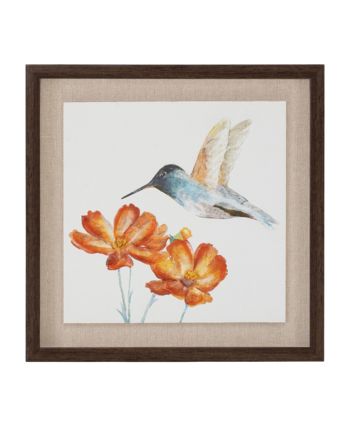 Slickblue Framed Hummingbird Print (Set of 2) 12"Sq Mdf/Canvas/Plastic