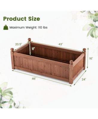 46 x 24 x 16 Inch Rectangular Planter Box with Drainage Holes